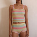 Women's multicolor ribbed loungewear set for casual comfort