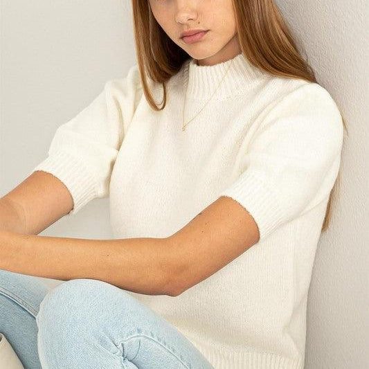 Women's Shirts Lovely Embrace Puff Sleeve Sweater Top