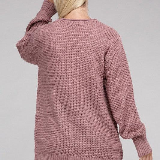 Women's Sweaters - Cardigans Low Gauge Waffle Open Cardigan Sweater
