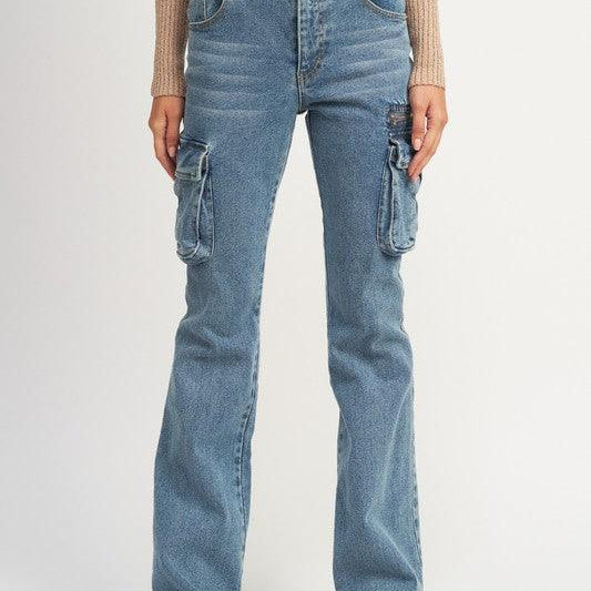 Women's Jeans Low Rise Denim Cargo Jeans