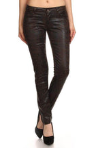 Low Rise Metallic Print Skinny Jeans Pants - VacationGrabs