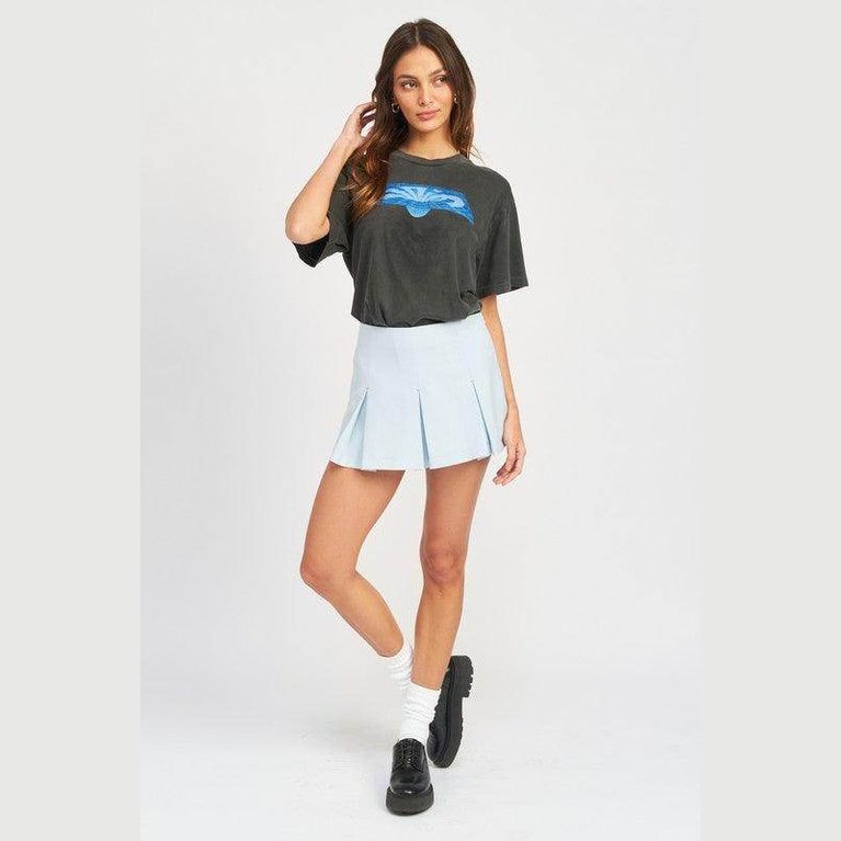 Emory Park women's low rise skort shorts in light blue with pleated design for casual wear