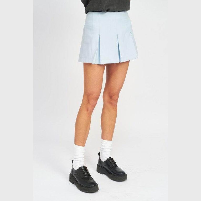 Emory Park Women's Low Rise Skort Shorts in Light Blue with Pleated Design and Stylish Look