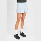 Emory Park Women's Low Rise Skort Shorts in Light Blue with Pleated Design and Stylish Look