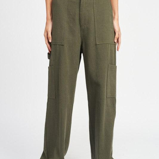 Women's Pants Low Waist Cargo Pants In Olive