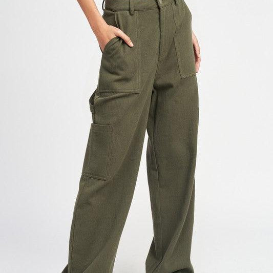 Women's Pants Low Waist Cargo Pants In Olive