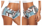 Women's Shorts Low Waist Denim Shorts Usa Flag Patchwork Pattern Hot Shorts