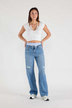 Shop ENJEAN low waist jeans jeans in light blue for casual wear