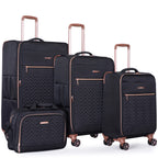VacationGrabs 4-piece luggage set in black with rose gold accents