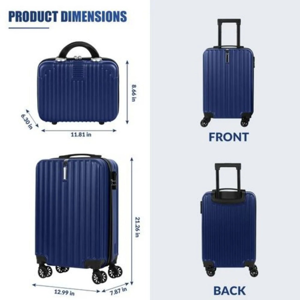 VacationGrabs blue luggage set, durable hard shell, travel-friendly design
