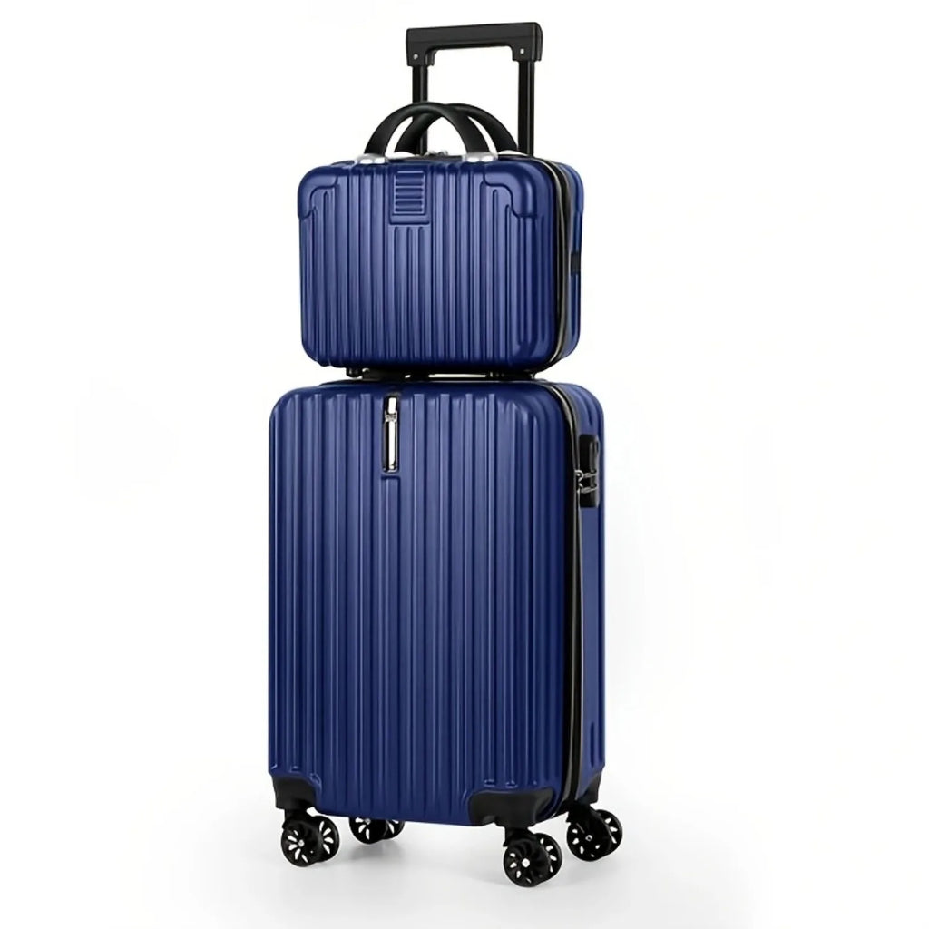 Navy blue luggage set, durable hardshell, perfect for travel