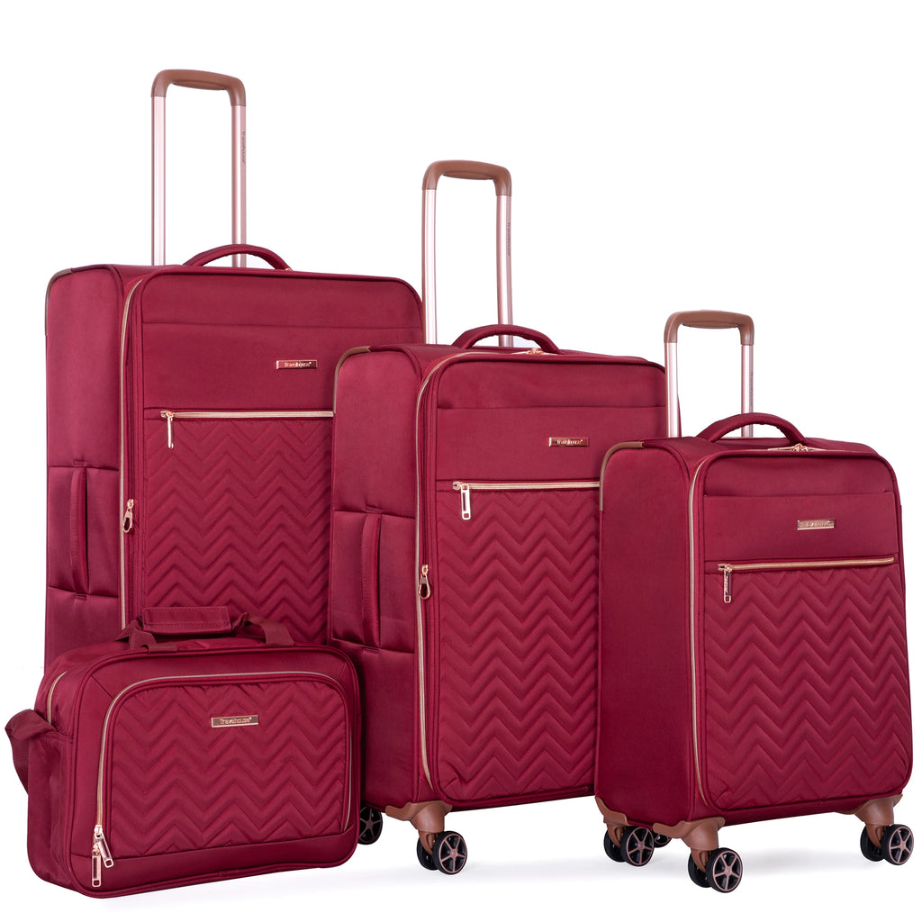 VacationGrabs burgundy luggage set, durable fabric for travel