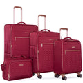 VacationGrabs burgundy luggage set, durable fabric for travel