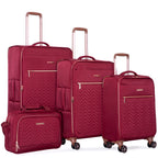 VacationGrabs burgundy luggage set, durable fabric for travel