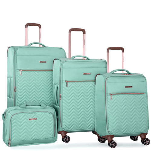 Teal luggage set with hardshell material for travel convenience