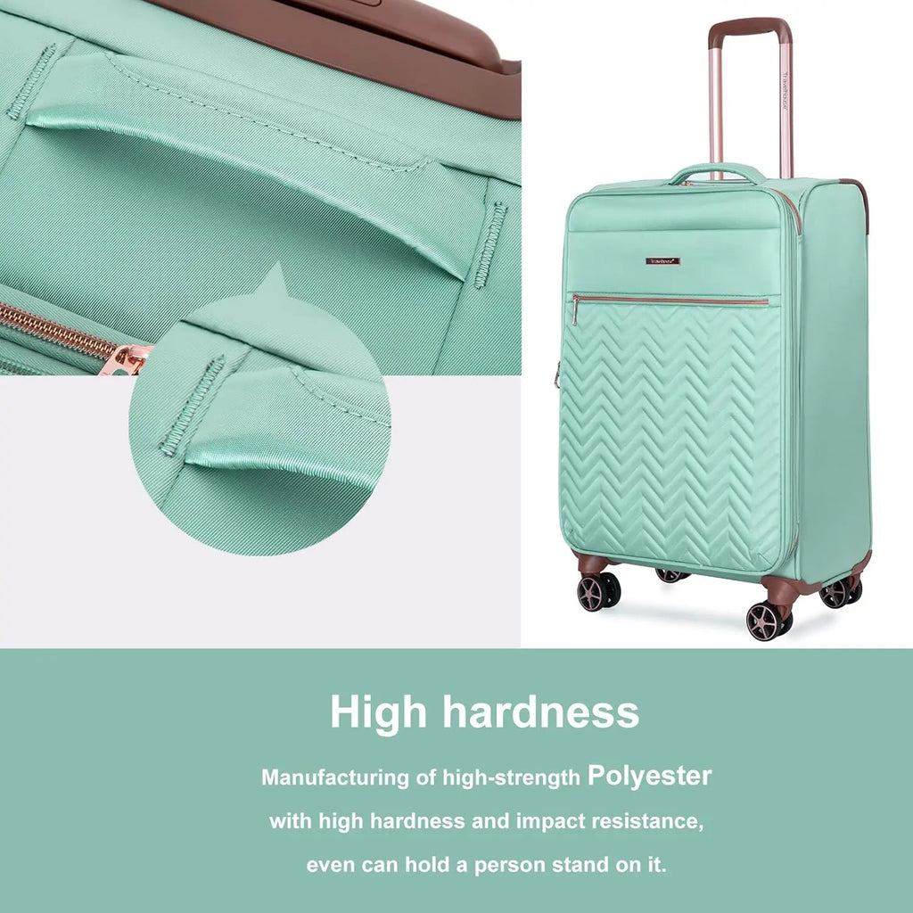 VacationGrabs mint green luggage set made from durable polyester