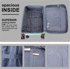 VacationGrabs luggage set, spacious interior, gray fabric, travel organization