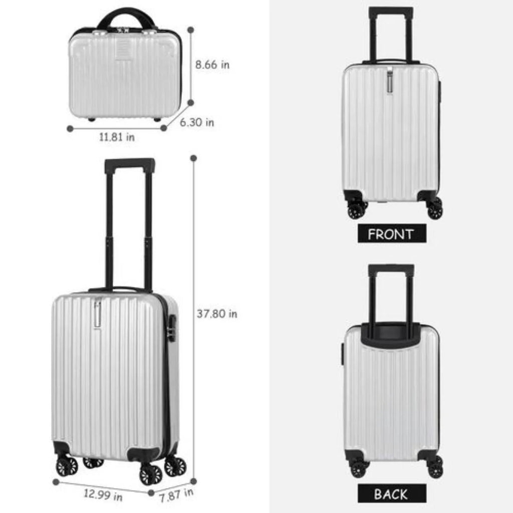 Silver hard-shell luggage set, durable design for travelers