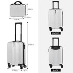 Silver hard-shell luggage set, durable design for travelers