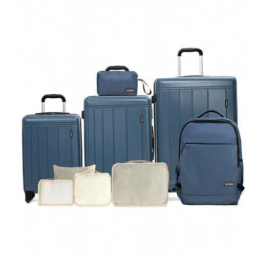 Blue VacationGrabs luggage sets it, durable polycarbonate for travel