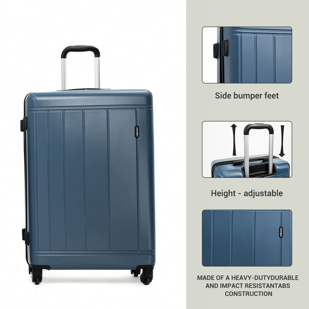 Blue hard-shell luggage set it, durable material for travel convenience