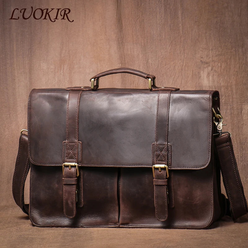 Brown leather laptop and bag for stylish business use