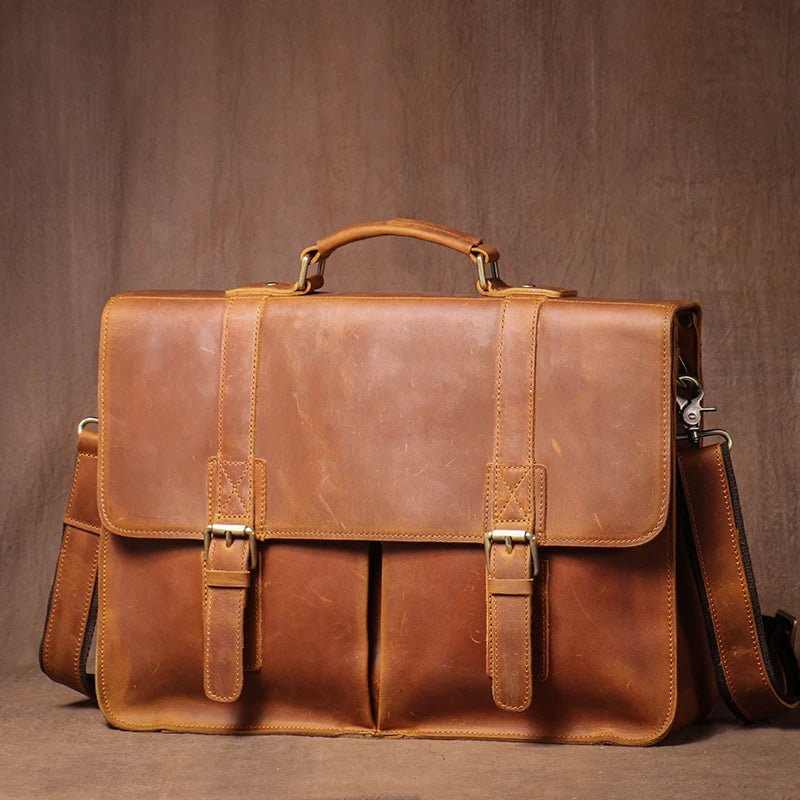 Brown leather laptop and bag, perfect for business and travel
