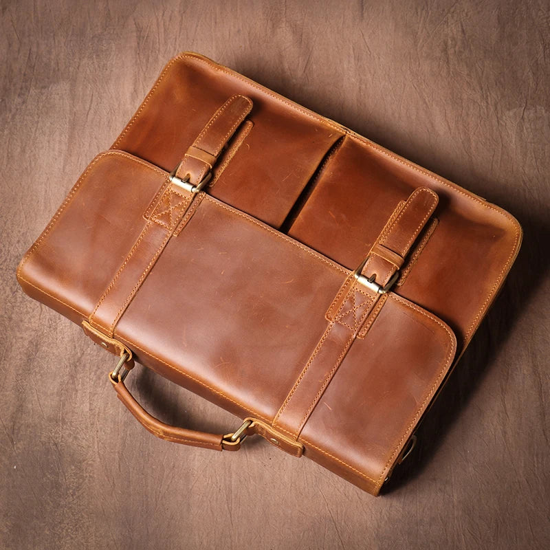 Brown leather laptop and bag, perfect for professionals on the go
