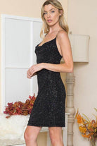Elegant Lurex Party Dress in Black with a Sleek Fit, Perfect for Evening Events