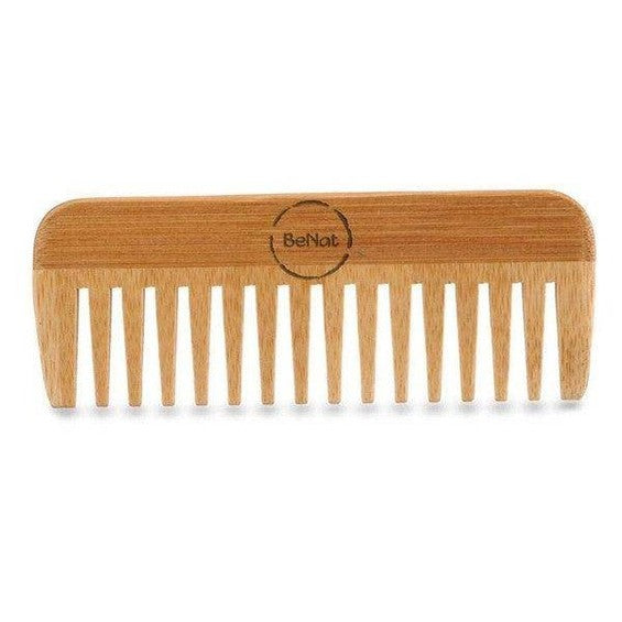 BeNat luxury bath essentials set featuring a bamboo comb for smooth hair care