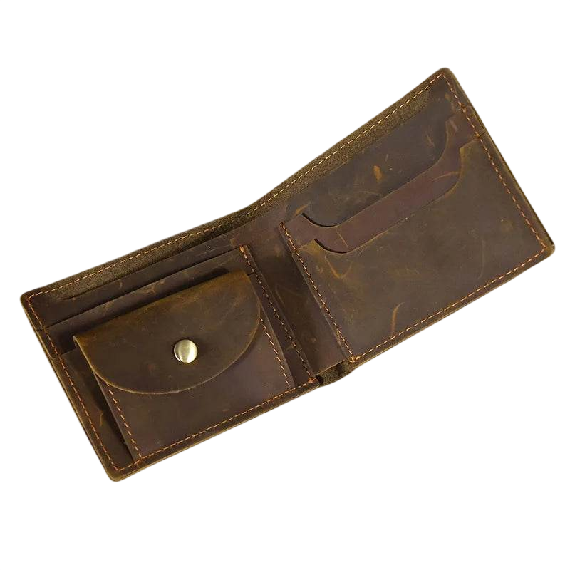 Luxury Bifold Leather Wallet for Men Slim Purse with Coin