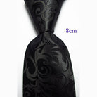 Luxury black silk tie with intricate pattern and 8cm width for elegant men's accessories