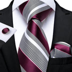 Luxury blue striped necktie set for men, perfect for formal occasions