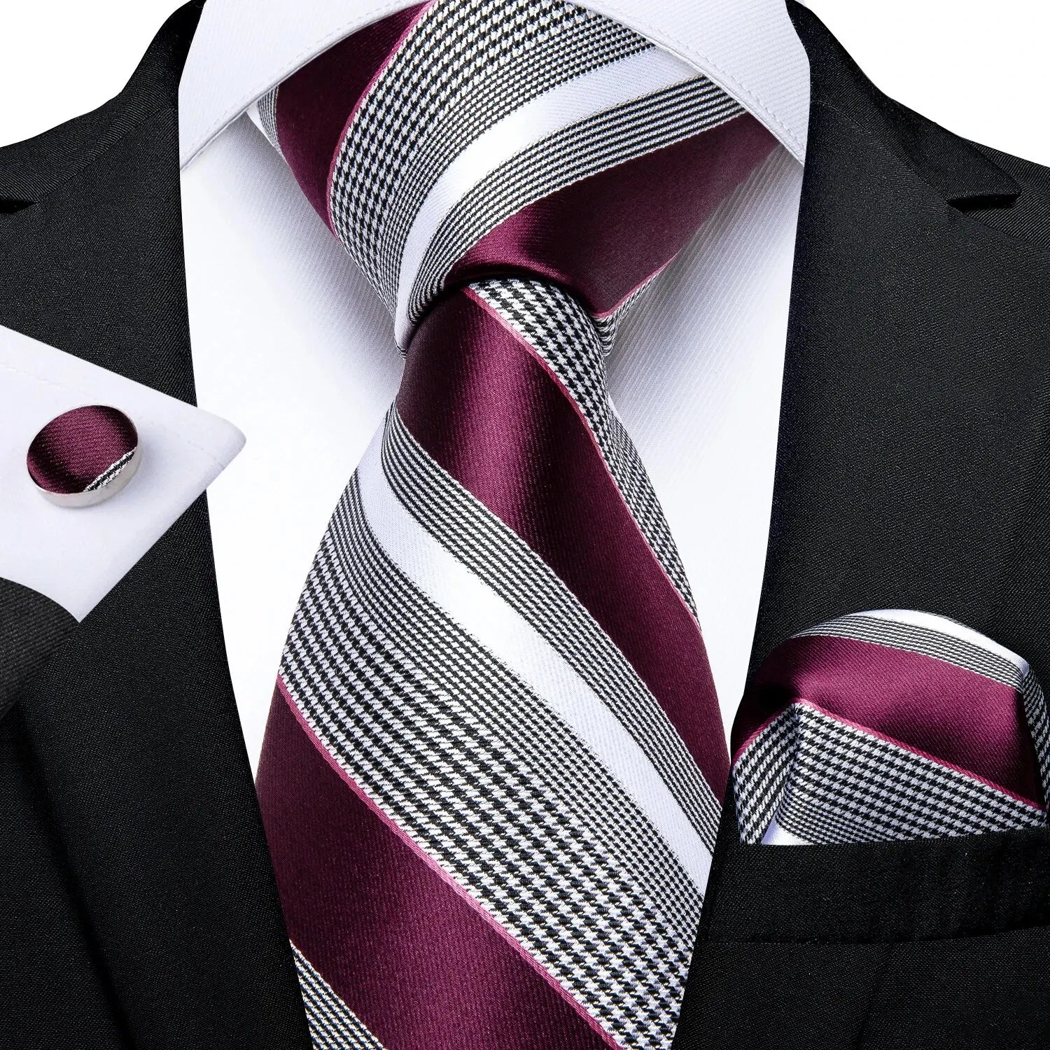 Luxury blue striped necktie set for men, perfect for formal occasions