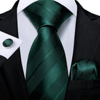 Luxury blue striped necktie set for men, perfect for formal occasions.