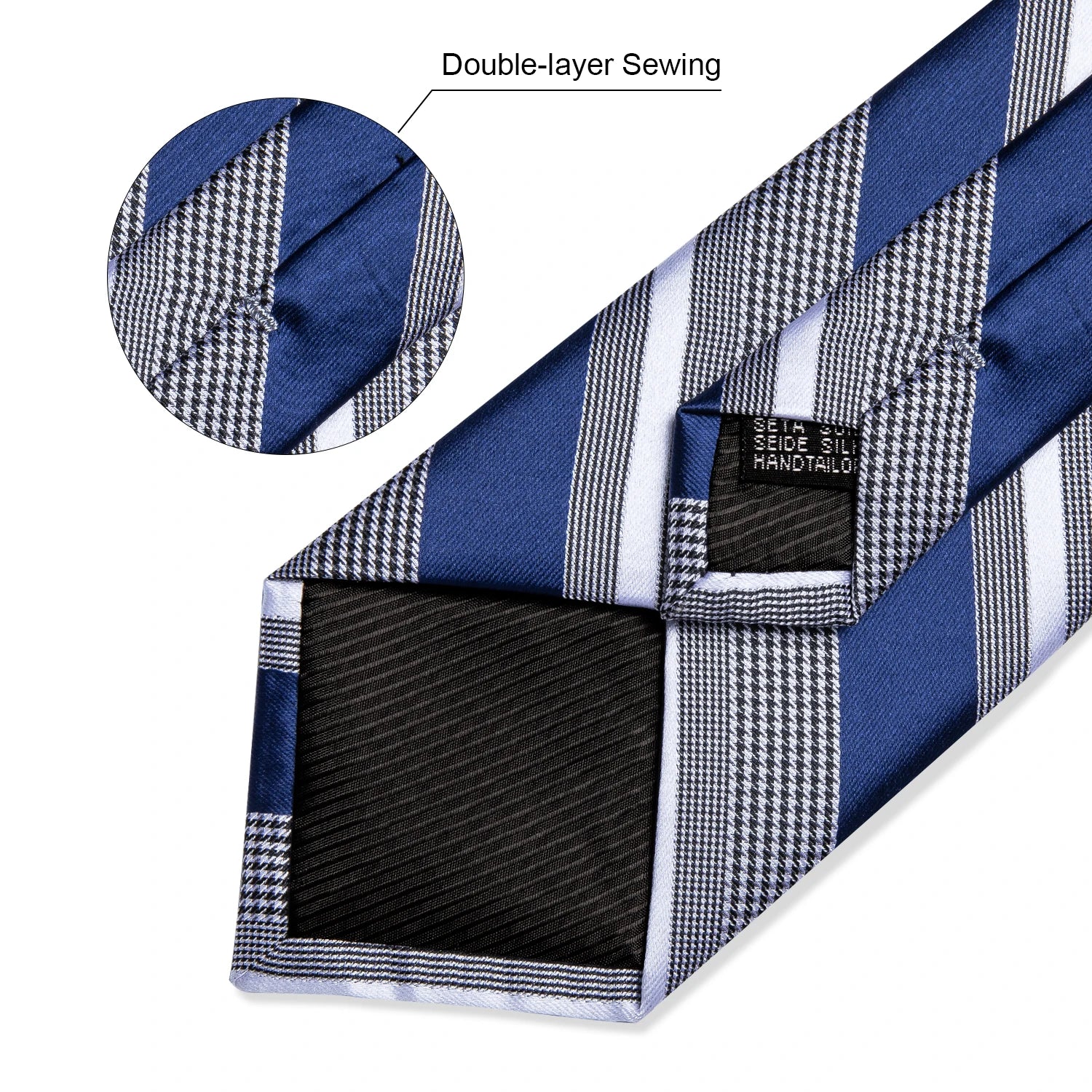 Luxury blue striped necktie set for men, crafted from premium silk
