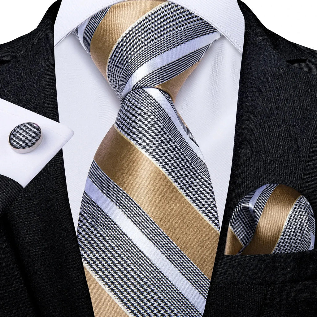Luxury blue striped necktie set for men, perfect for formal occasions