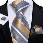 Luxury blue striped necktie set for men, perfect for formal occasions