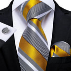 Luxury blue striped necktie set for men, perfect for formal occasions