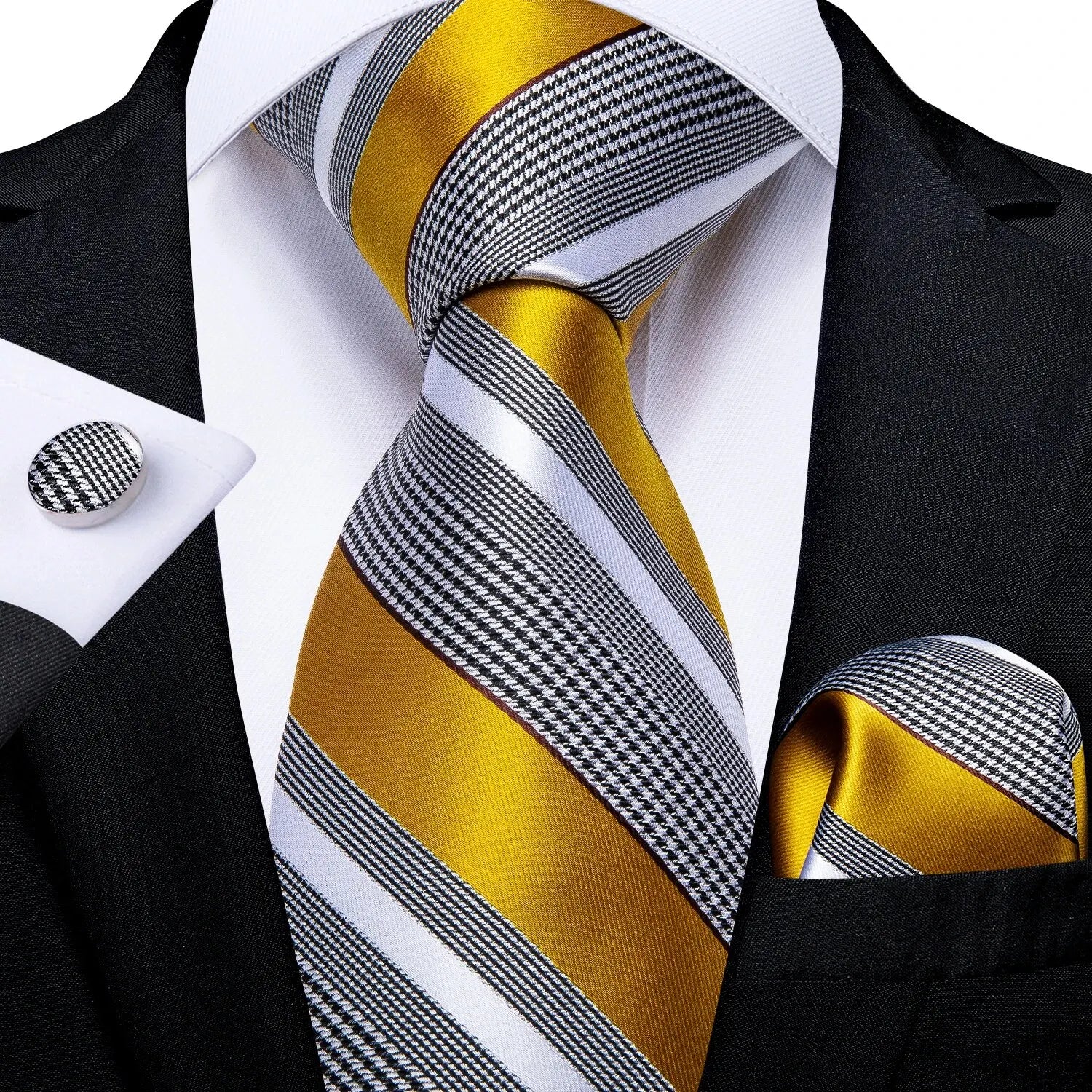 Luxury blue striped necktie set for men, perfect for formal occasions