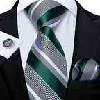 Luxury blue striped necktie set for men, perfect for formal events