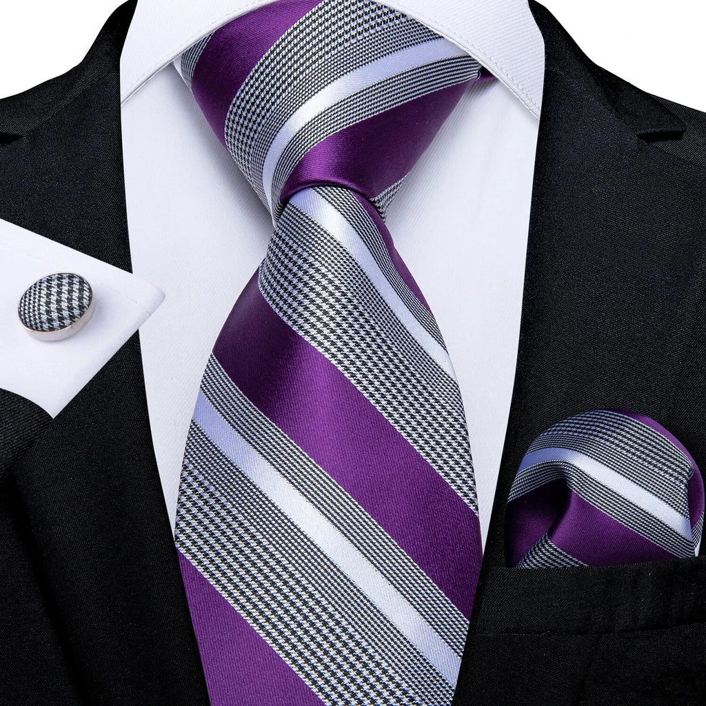 Luxury blue striped necktie set for men, perfect for formal occasions