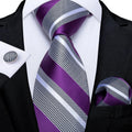 Luxury blue striped necktie set for men, perfect for formal occasions