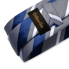 Luxury blue striped necktie set for men, silk material, formal events