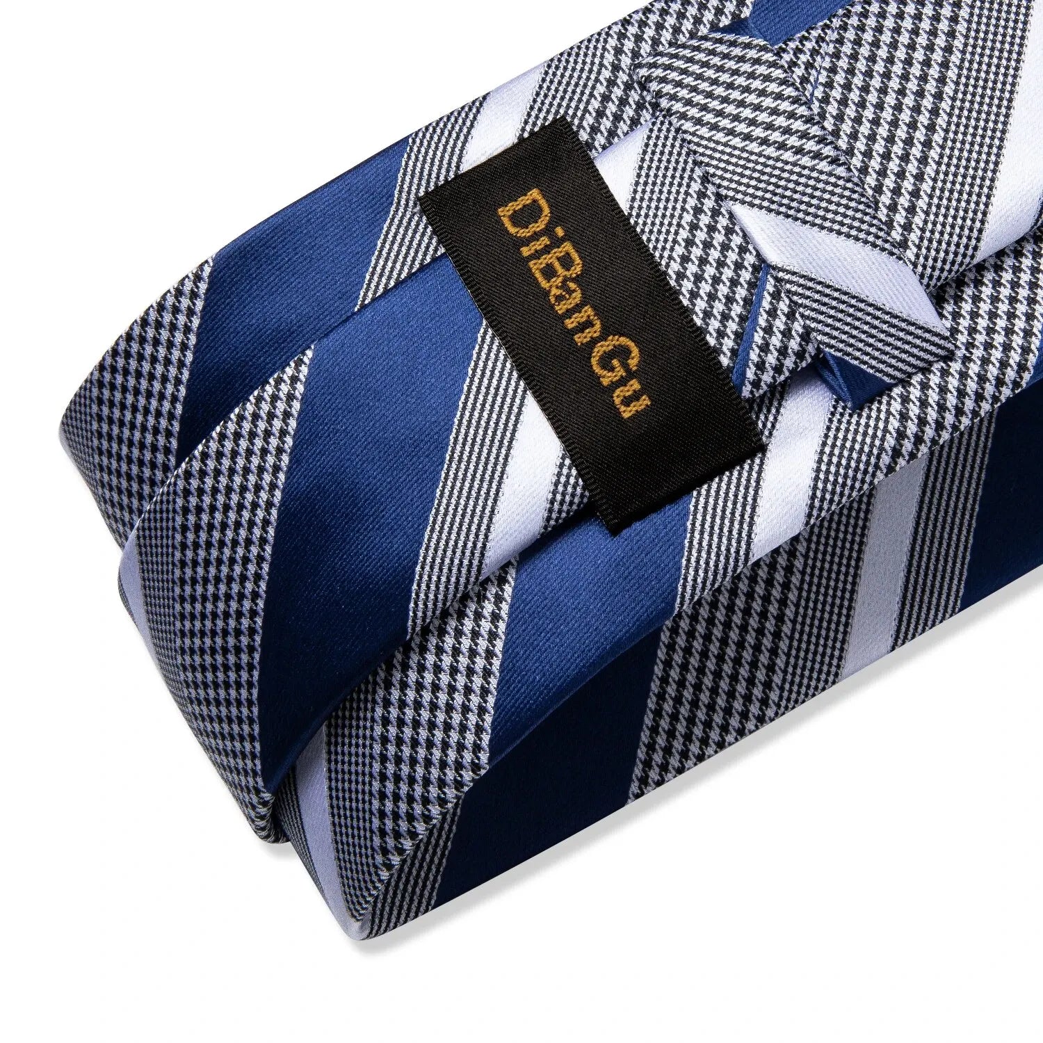 Luxury blue striped necktie set for men, silk material, formal events