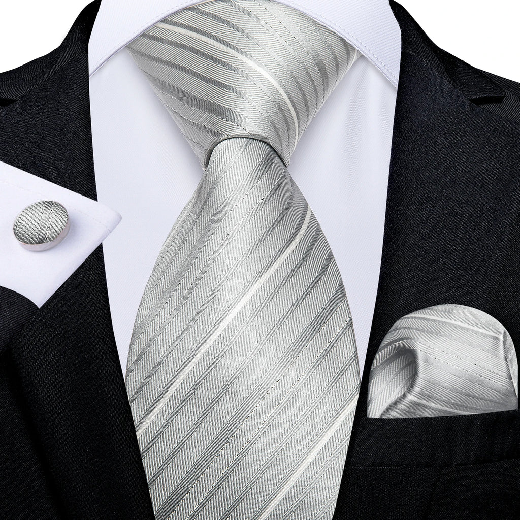 Luxury blue striped necktie set for men, perfect for formal occasions