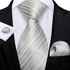 Luxury blue striped necktie set for men, perfect for formal occasions