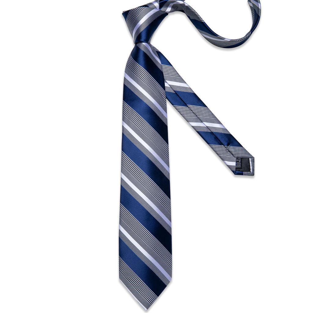 Luxury blue striped necktie set for men, formal wear accessory