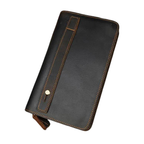 Luxury Double Zipper Leather Wallet for Men & Women with