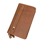 Luxury Double Zipper Leather Wallet for Men & Women with